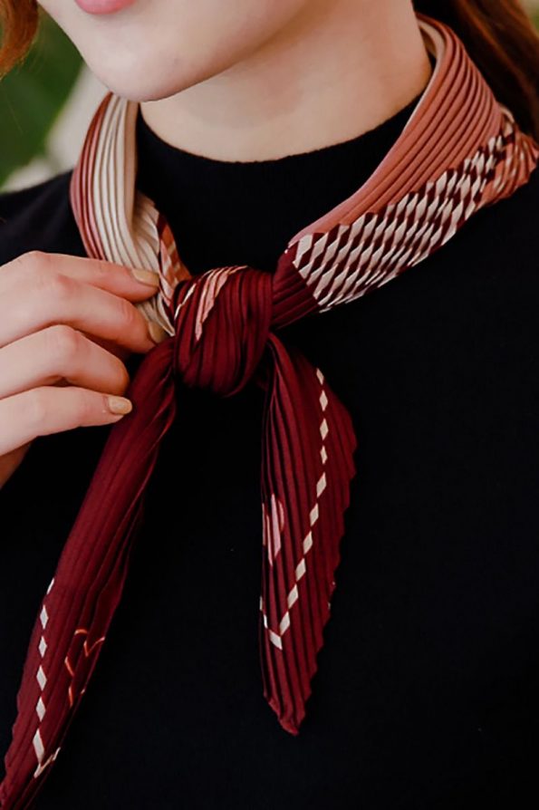 red pleated scarf